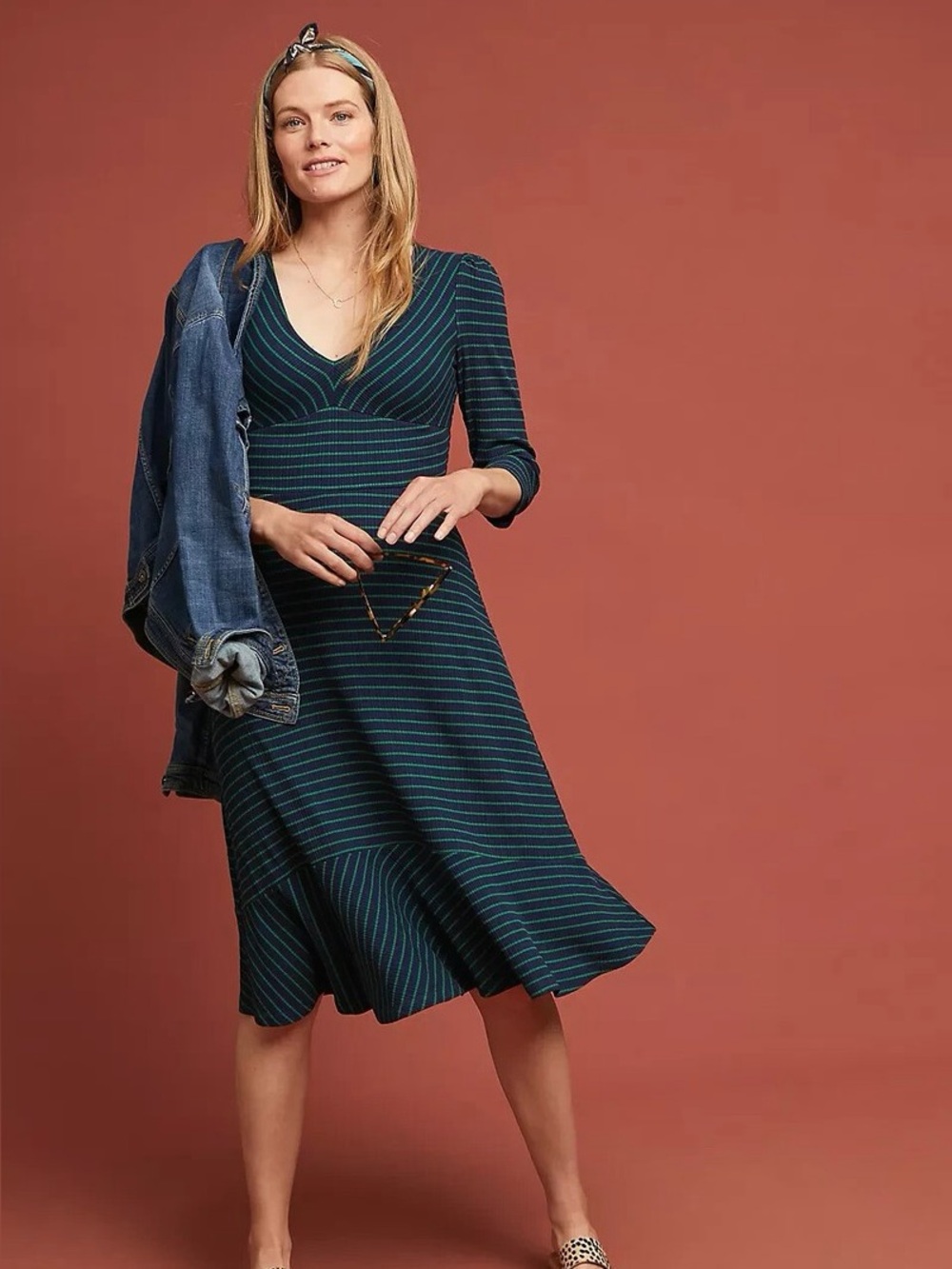 Anthropologie Maeve Flores Striped Dress Size L